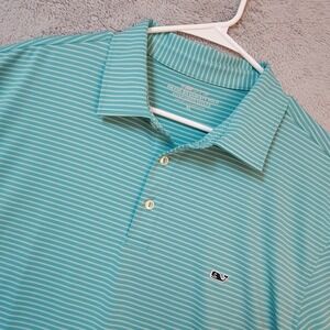 Vineyard Vines Polo Shirt Men Extra Large On The Go Sankaty Green Stripe Golf XL